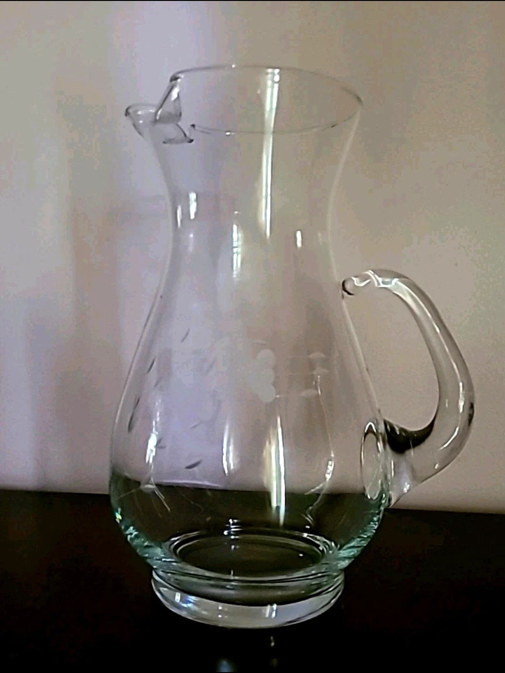 Princess House Crystal Etched Glass Pitcher 10"
